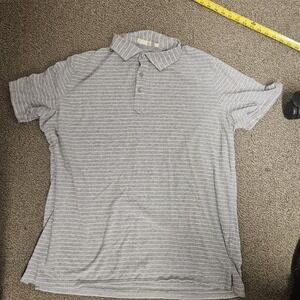 Tasc Polo‎ Shirt Mens XXL Gray Striped Performance Organic Cotton Stretch